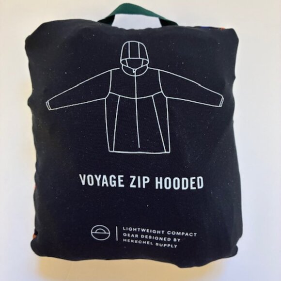 Herschel Voyage Hooded Jacket size small navy blue with blue and orange flowers - Picture 4 of 5